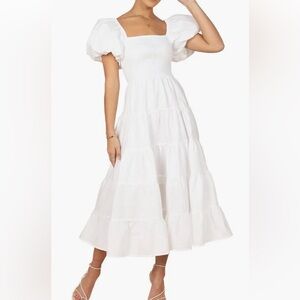 Petal & Pup white puff sleeve maxi dress size Small
